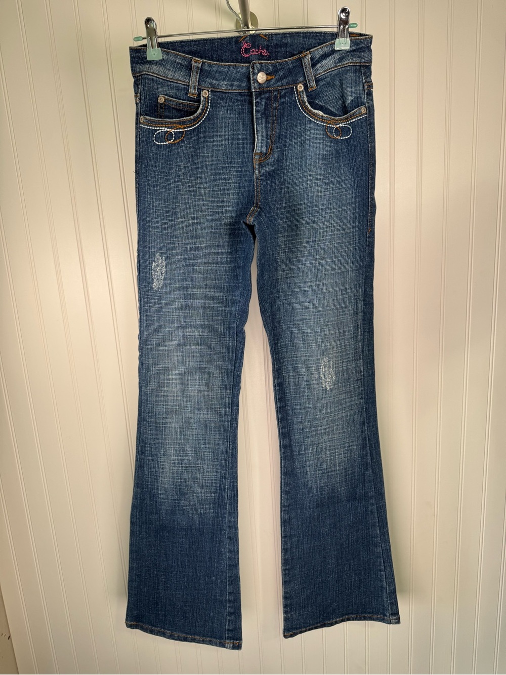 Cache Flare/Bootcut Contrast Stitching Jeans